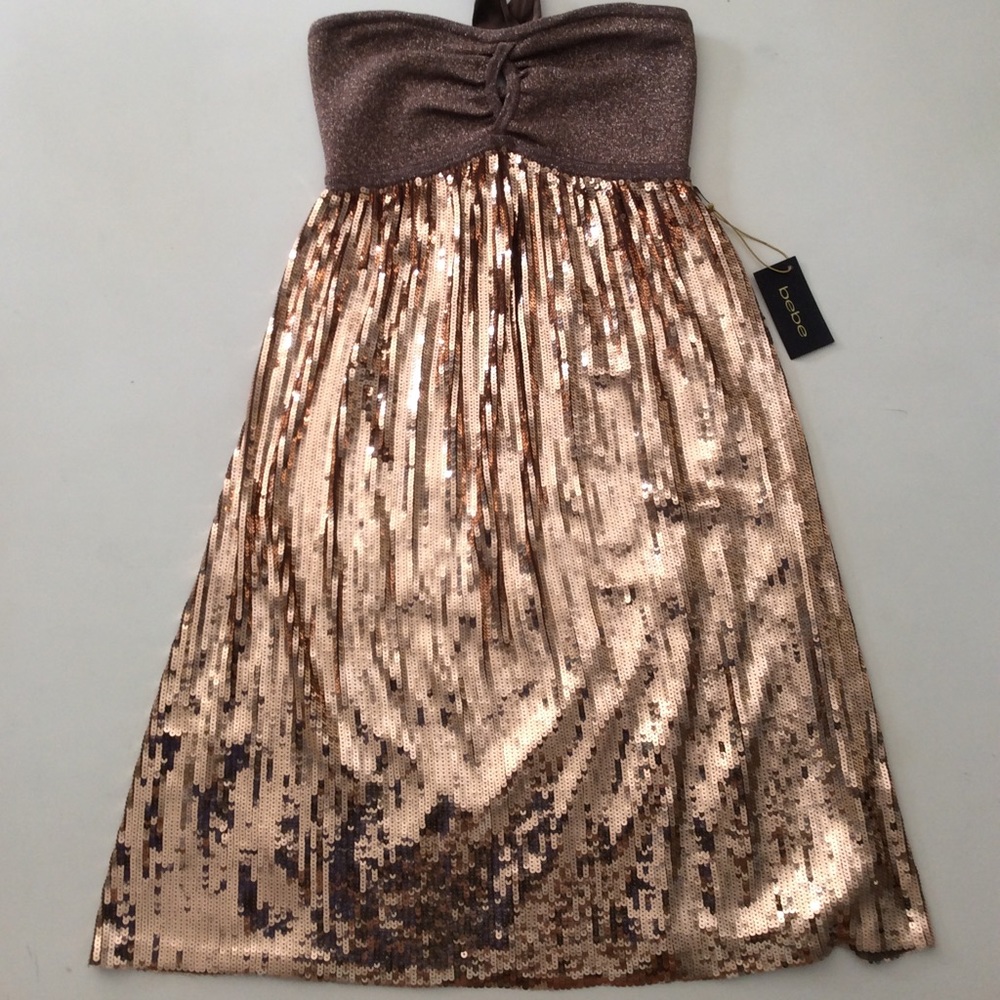 💋Bebe copper sequin mini dress. SOLD